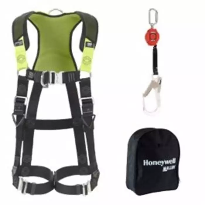 Honeywell Fall Arrest & Fall Recovery Kit with Bag, Harness with Pad, Turbolite Block Scaffolding Hook Webbing Side and Twistlock Block Side, 1036597