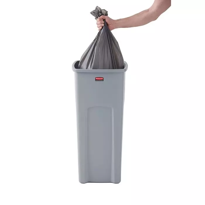 RUBBERMAID Untouchable 23gal Grey Polypropylene Waste Bin, FG356988GRAY