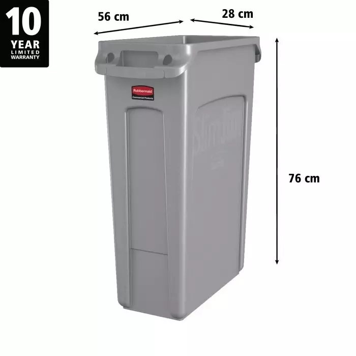 RUBBERMAID Slim Jim 87L Grey PE Waste Bin, FG354060GRAY