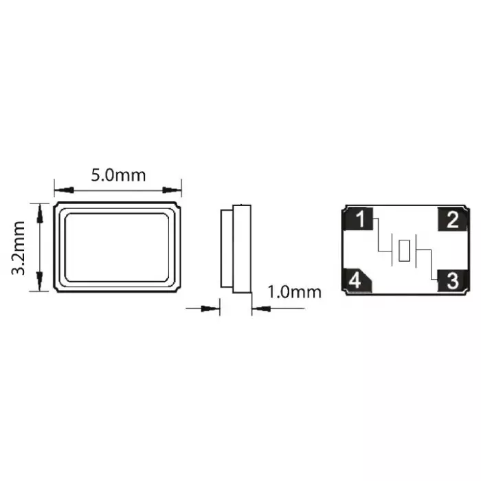 QANTEK TECHNOLOGY CORPORATION Crystal Unit 12MHz ±10ppm SMD 4-Pin 5 x 3.2 x 1mm, QC5A12.0000F12B12