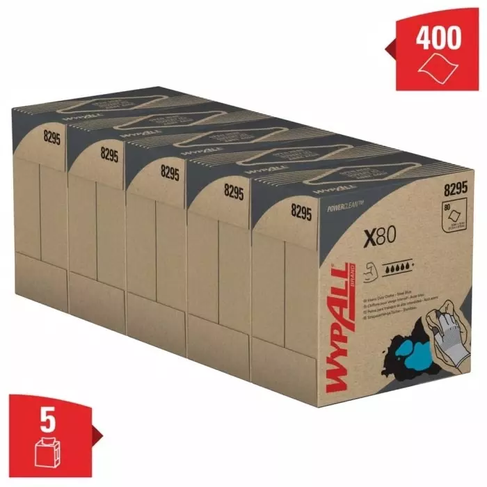 Kimberly Clark WypAll X80 Power Clean 8295 Blue Cloths for General Cleaning Dry Use 426 x 212mm Repeat, 8295