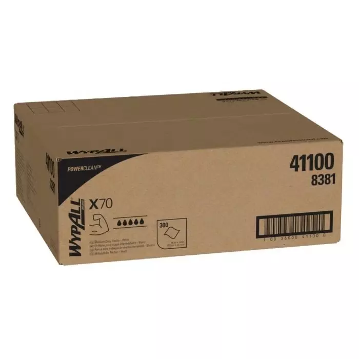 Kimberly Clark WypAll X70 Power Clean 8381 White Cloths for Industrial Cleaning Dry Use 421 x 375mm, 8381