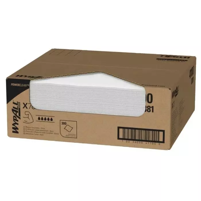 Kimberly Clark WypAll X70 Power Clean 8381 White Cloths for Industrial Cleaning Dry Use 421 x 375mm, 8381