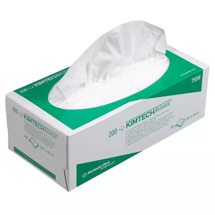 Kimberly-Clark Dry Cleanroom Wipes White 200 Wipes 231mm x 115mm for Clean Environments, Food Industry & Pharmaceutical, 7558