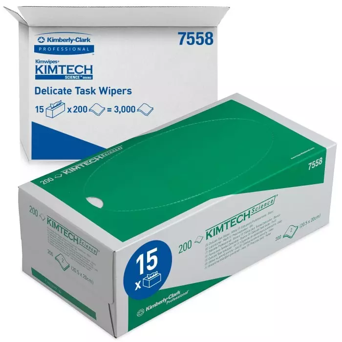 Kimberly-Clark Dry Cleanroom Wipes White 200 Wipes 231mm x 115mm for Clean Environments, Food Industry & Pharmaceutical, 7558
