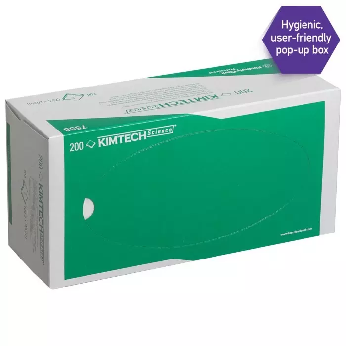 Kimberly-Clark Dry Cleanroom Wipes White 200 Wipes 231mm x 115mm for Clean Environments, Food Industry & Pharmaceutical, 7558