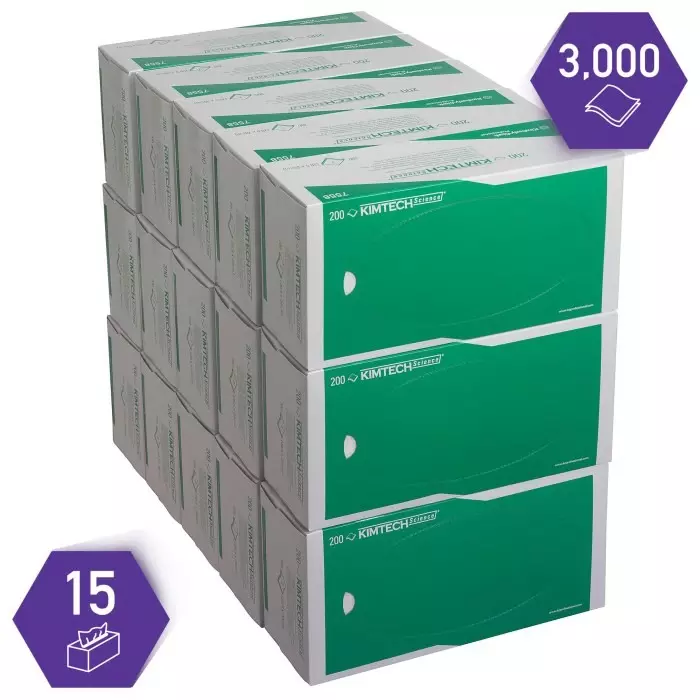 Kimberly-Clark Dry Cleanroom Wipes White 200 Wipes 231mm x 115mm for Clean Environments, Food Industry & Pharmaceutical, 7558
