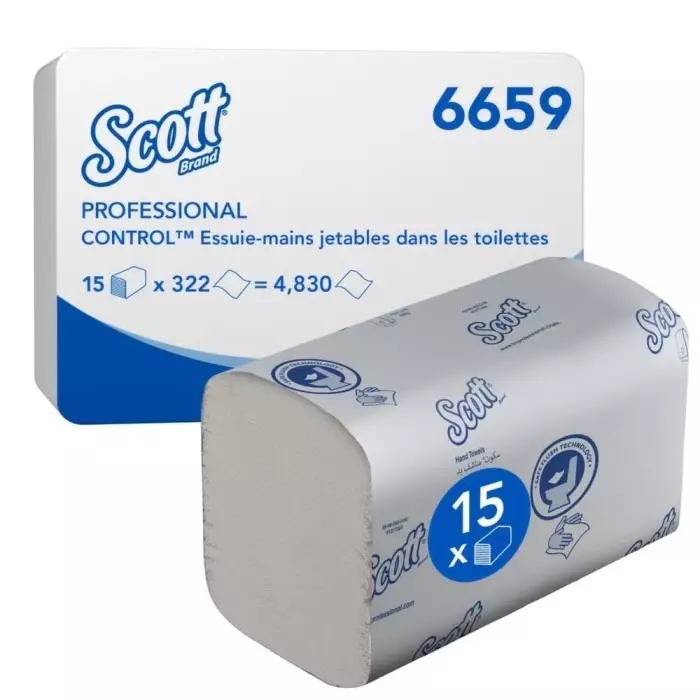 Kimberly-Clark Scott Folded White Paper Towel 210x215mm 300 Sheets, 6659