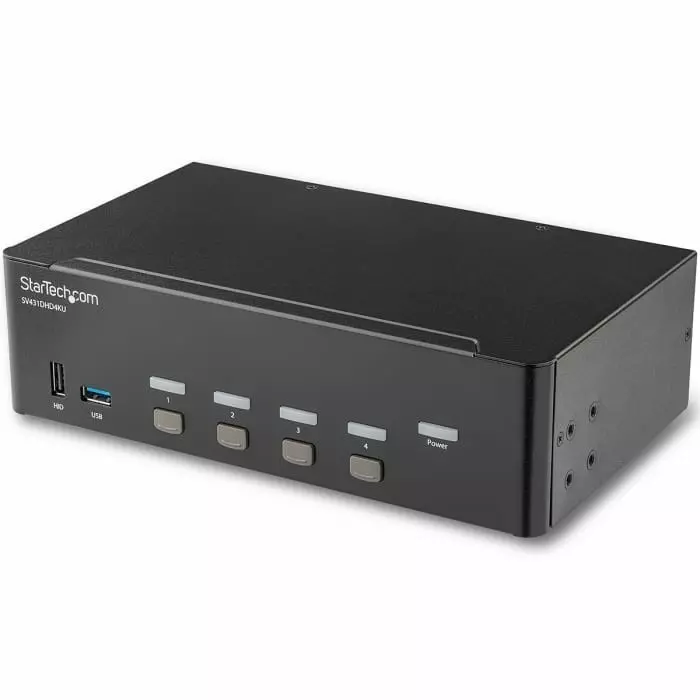 StarTech.com 4 Port Dual Monitor USB HDMI KVM Switch 3.5 mm Stereo 3840 x 2160 Maximum Resolution, SV431DHD4KU