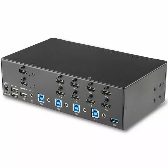 StarTech.com 4 Port Dual Monitor USB HDMI KVM Switch 3.5 mm Stereo 3840 x 2160 Maximum Resolution, SV431DHD4KU