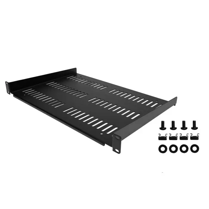StarTech.com Black Rack Shelf 1U 25 Kg Load 483mm x 483mm, SHELF-1U-12-FIXED-V