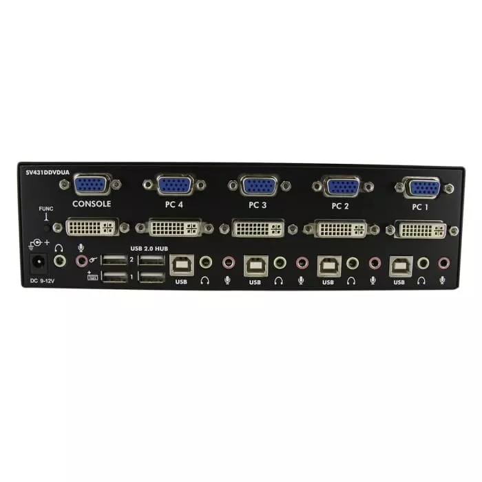 StarTech.com 4 Port Dual Monitor USB DVI KVM Switch 3.5 mm Stereo 1920 x 1440 Maximum Resolution, SV431DDVDUA