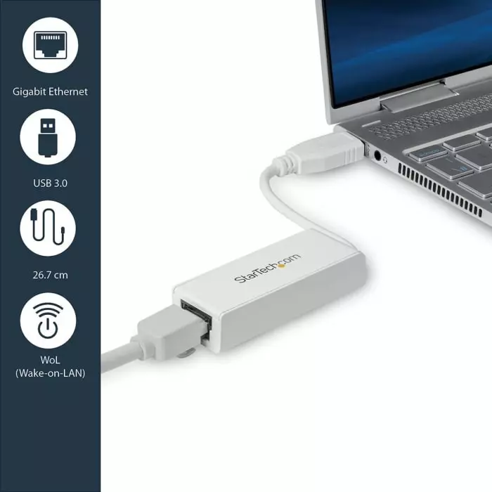 StarTech.com Port USB Ethernet Adapter USB 3.0 USB A to RJ45 10/100/1000Mbit/s Network Speed, USB31000SW