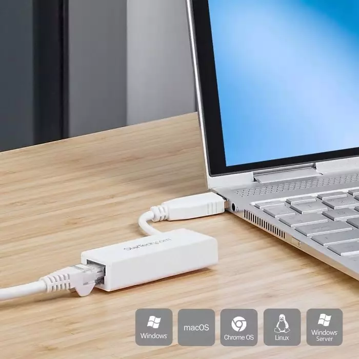 StarTech.com Port USB Ethernet Adapter USB 3.0 USB A to RJ45 10/100/1000Mbit/s Network Speed, USB31000SW