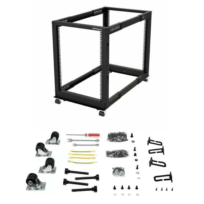 StarTech.com Black 15U Steel Server Rack with 4-Post Frame, 4POSTRACK15U