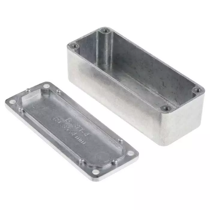 RS PRO Silver Die Cast Aluminium Enclosure IP66 Silver Lid 89.1 x 35 x 30.3 mm