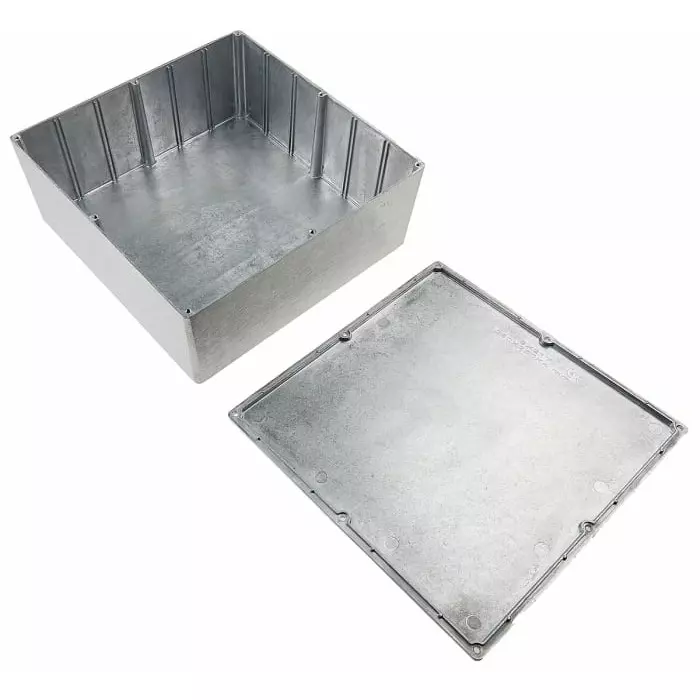 RS PRO Silver Die Cast Aluminium Enclosure Silver Lid 250 x 250 x 100 mm