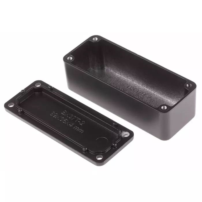 RS PRO Black Die Cast Aluminium Enclosure Black Lid 89.1 x 35 x 30.3 mm