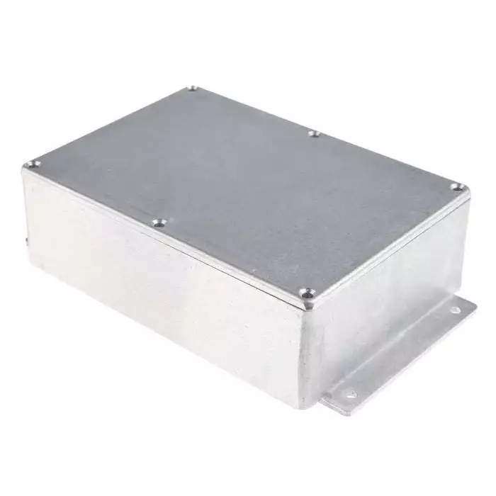 RS PRO Silver Die Cast Aluminium Enclosure Flanged Silver Lid 201.7 x 121.2 x 55.3 mm