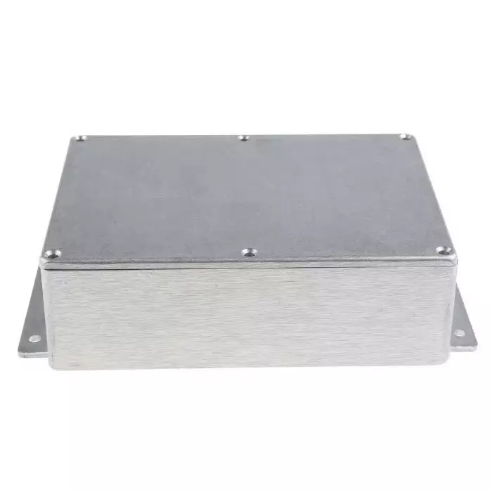 RS PRO Silver Die Cast Aluminium Enclosure Flanged Silver Lid 201.7 x 121.2 x 55.3 mm