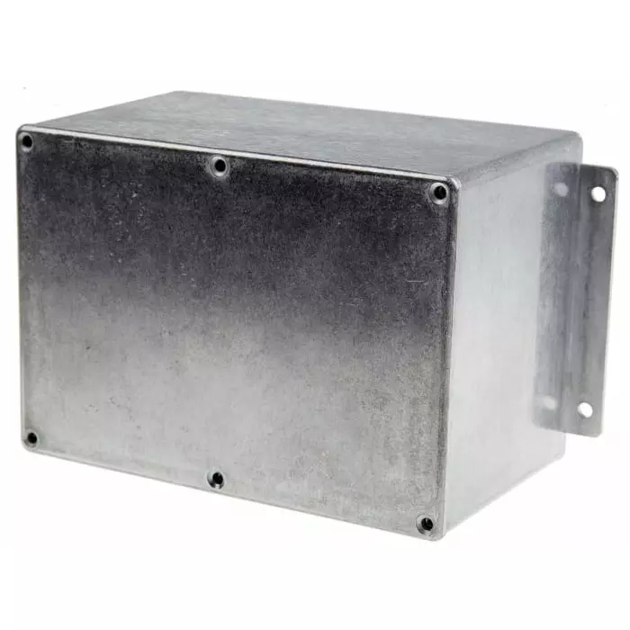 RS PRO Silver Die Cast Aluminium Enclosure IP66 Flanged Silver Lid 201.7 x 121.2 x 105.4 mm