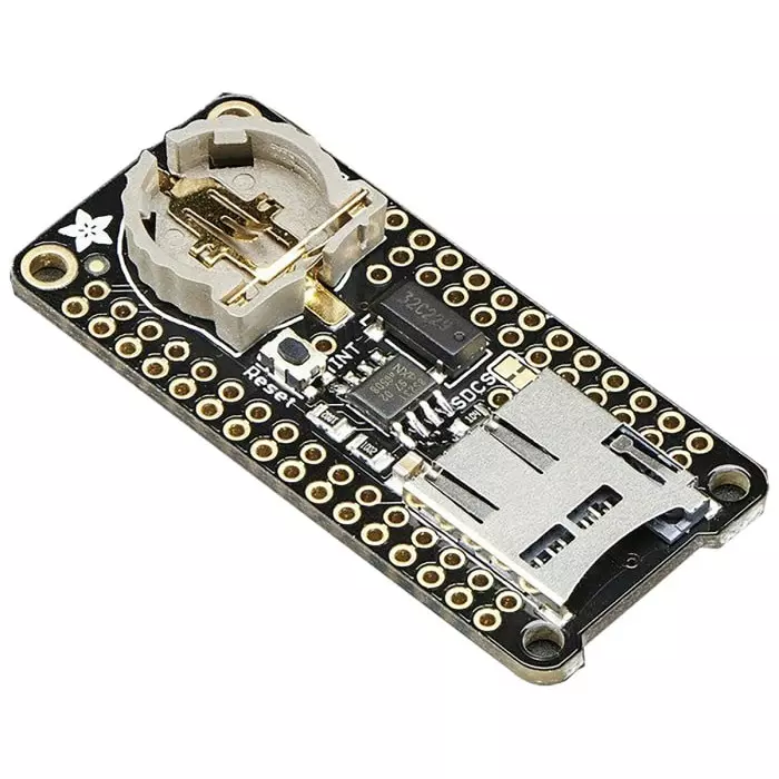 ADAFRUIT INDUSTRIES Feather Development Board FeatherWing Datalogger Real Time Clock Add On Board, Real Time Clock (RTC), 2922