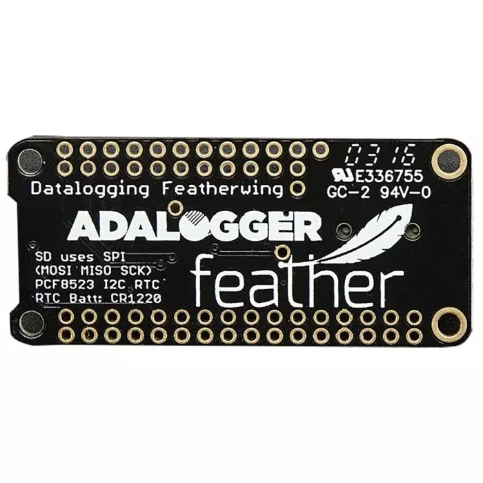ADAFRUIT INDUSTRIES Feather Development Board FeatherWing Datalogger Real Time Clock Add On Board, Real Time Clock (RTC), 2922