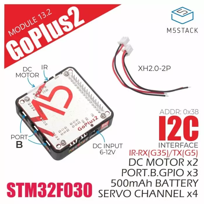 M5Stack Goplus2 DC Motor and Servo Driver Module Motor Driver for STM32F030C8T6 for M5 Core M5StickC M5StickV, M025-B
