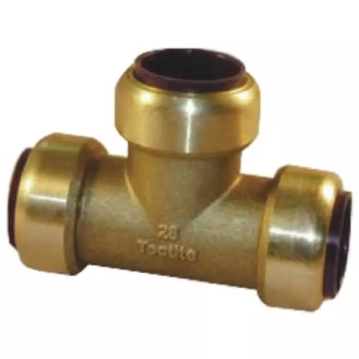 Pegler Yorkshire Brass Pipe Fitting Tee Push Fit Equal Tee Female to Female 15 mm, 65666