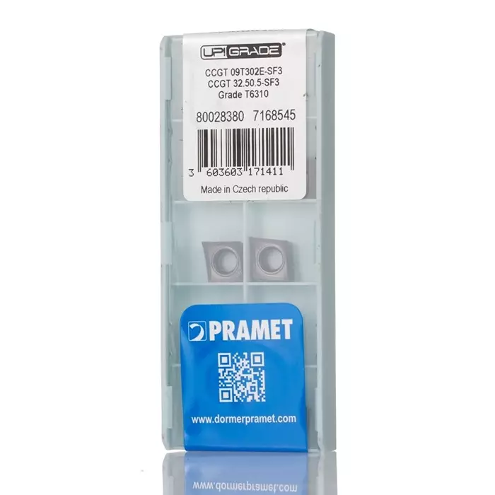 DORMER PRAMET CCGT Series Lathe Insert for SCLCR 06 9.525 mm Height 80° Approach 4.22 mm Length, CCGT 09T302E-SF3:T6310 (Pack of 10)