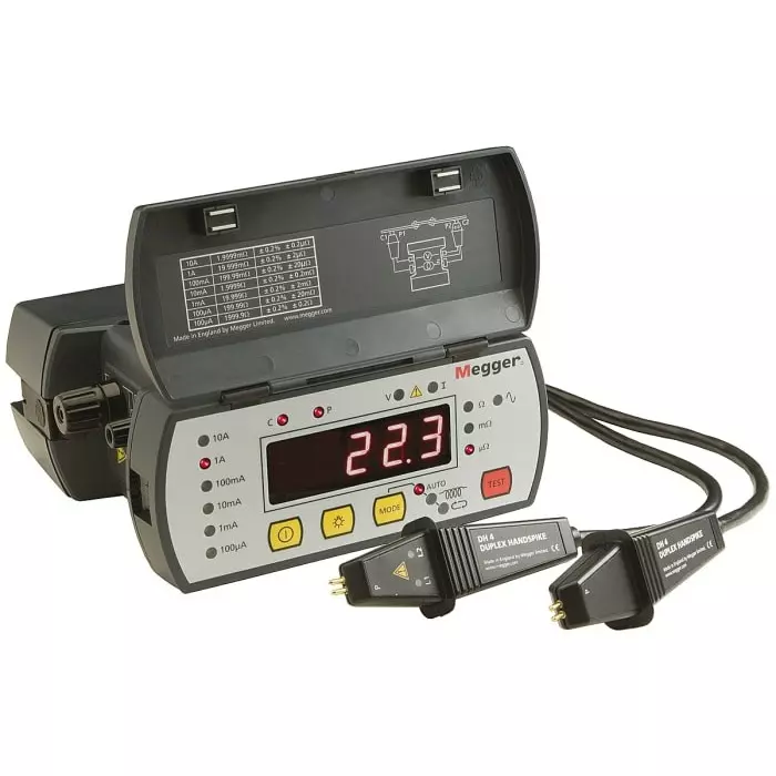 Megger DLRO10 Handheld Ohmmeter, 2000 Ω Max, 100 nΩ Resolution, Low Resistance, 1006-598