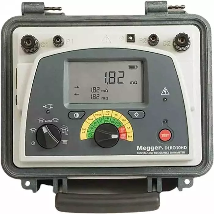 Megger DLRO10HD Handheld Ohmmeter, 2.5 kΩ Max, 100 nΩ Resolution, Low Resistance, 1006-603