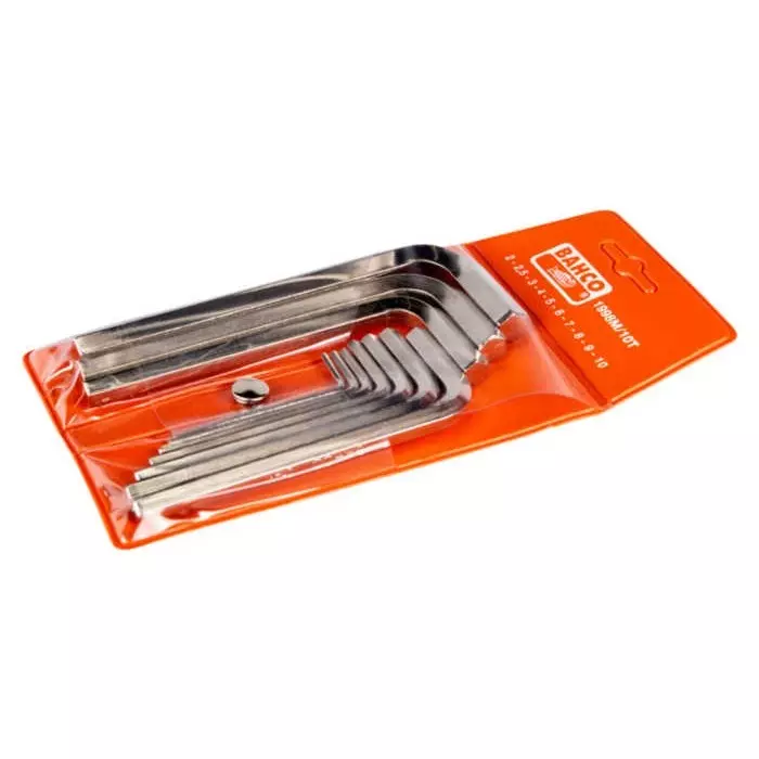 Bahco L Shape Metric Hex Key 2 to 10 mm, 1998M/10T (Set of 10 Pcs)