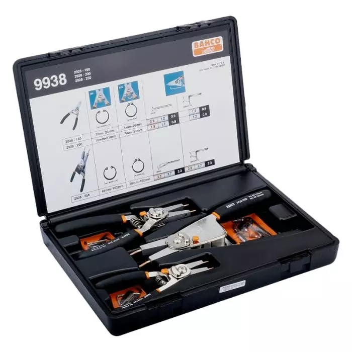 Bahco Circlip Plier Set 300 mm Overall Length, 9938 (Set of 3 Pcs)