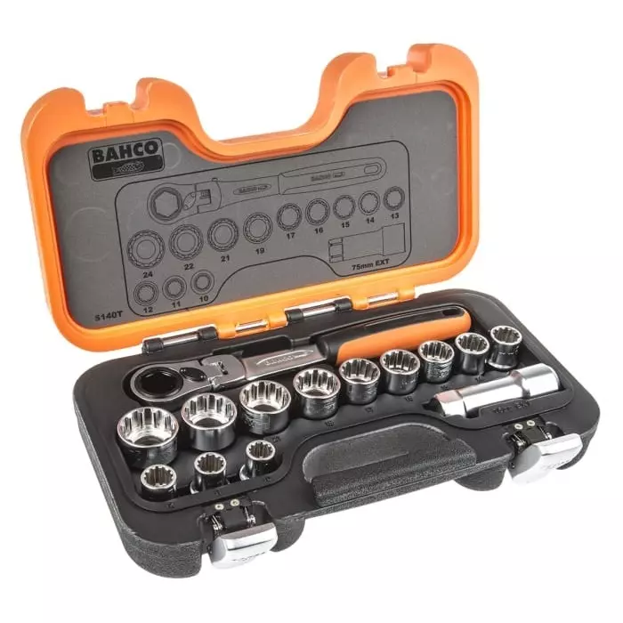 Bahco Ratchet Wrench Set 3/4 inch Square Drive Hexagon Head, S140T