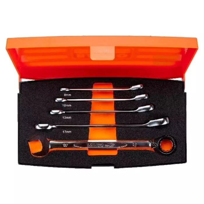 Bahco 1RM Series Ring Spanner Set 8-19 mm Alloy Steel, 1RM/S5 (Set of 5 Pcs)