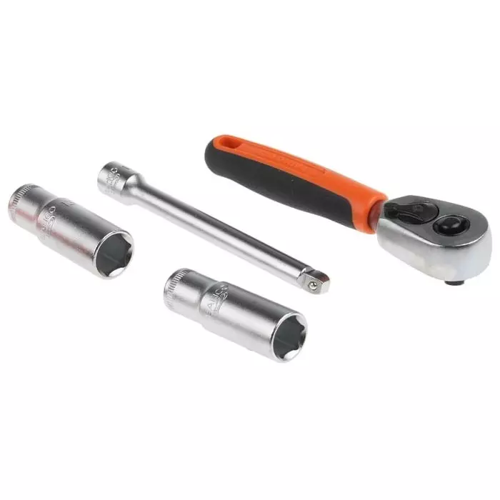 Bahco Deep Socket/Standard Socket/Bit Set Metric 1/4 inch with Ratchet 6 Point, SL25L (Set of 37 Pcs)