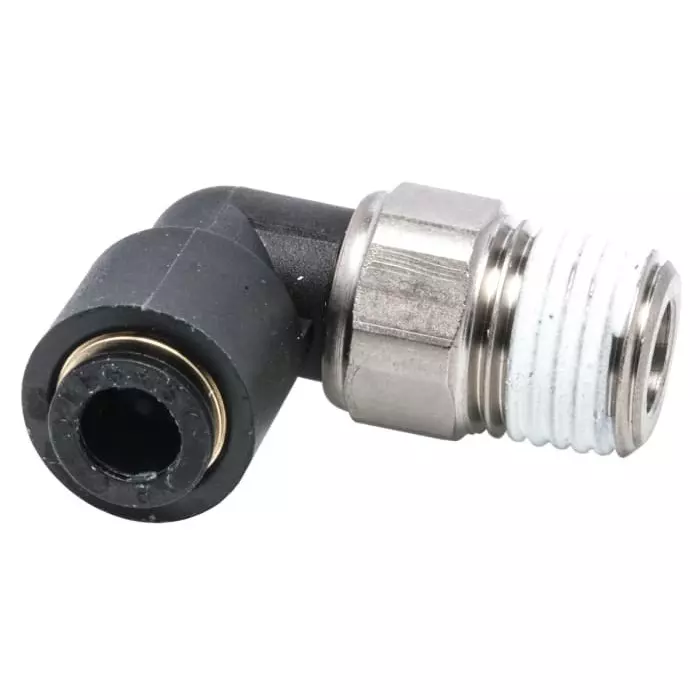 Legris LF3000 Series Elbow Threaded Adaptor R 1/4 Male to Push In 6 mm Threaded-to-Tube Connection Style, 3159 06 13 (Pack of 5 Pcs)