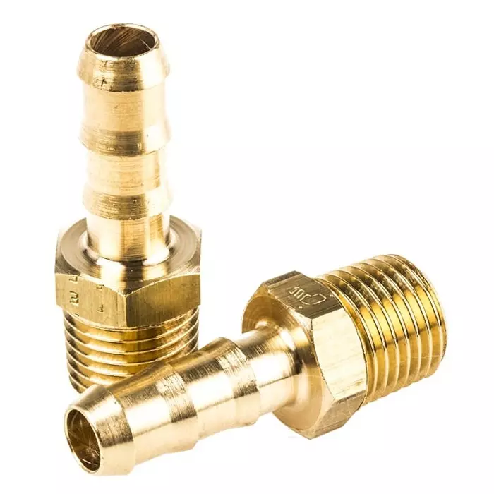 Legris Brass Pipe Fitting Straight Threaded Tailpiece Adapter Male R 1/4 inch to Male 7 mm, 0123 07 13 (Pack of 10 Pcs)
