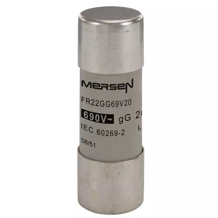 Mersen Slow-Blow Ceramic Cartridge Fuse 20 A 690 V AC 22.2x58 mm, FR22GG69V20 (Pack of 10 Pcs)