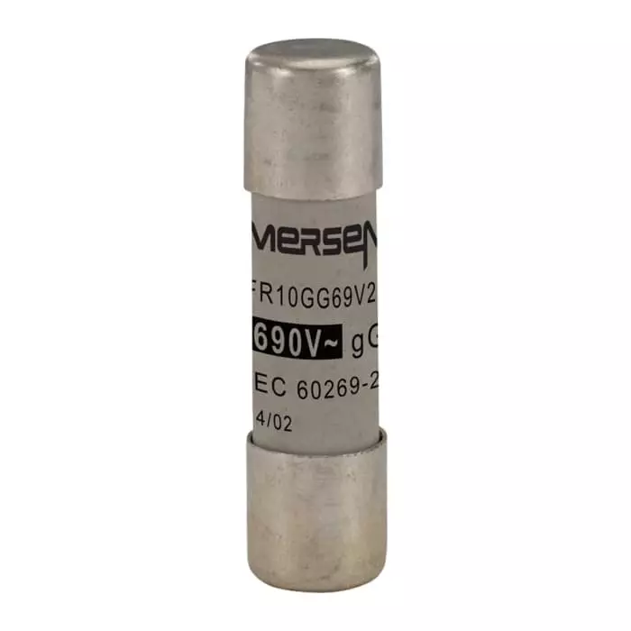 Mersen Slow-Blow Ceramic Cartridge Fuse 2 A 690 V AC 10x38 mm, FR10GG69V2 (Pack of 10 Pcs)