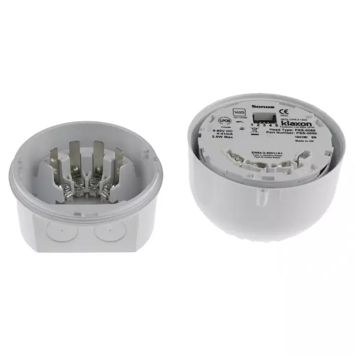 Klaxon Sonos White 32 Tone Electronic Sounder, 9 - 60 V DC, 106dB at 1 Metre, Surface Mount, IP65, PSS-0050