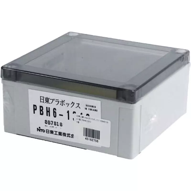 NITTO KOGYO Polycarbonate Box 130x130x61 mm, PBH6-1313