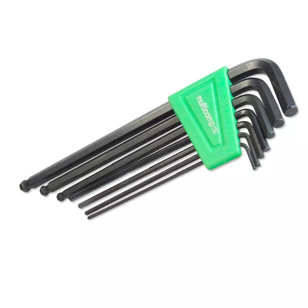 MULTICOMP PRO Crv Hex Key Set 7 Pieces of 1.5/2/2.5/3/4/5/6 mm Extra Long Ball End Kit Contents, MP013782