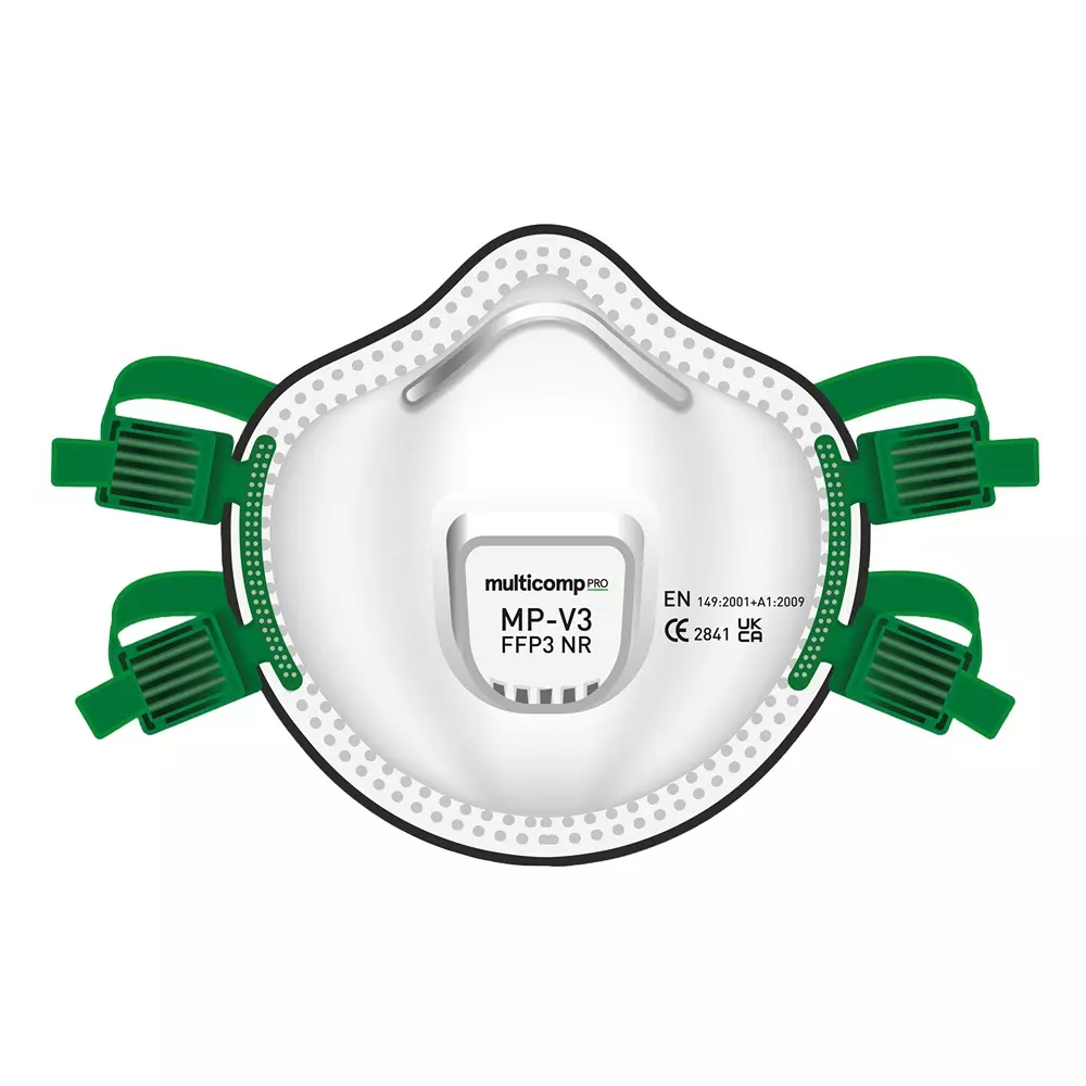 MULTICOMP PRO Valved Cup Mask CE, EN149:2001+A1:2009 Safety Category Respirator Type FFP3 Protection Class, MP-V3-FFP3 (Pack of 10)