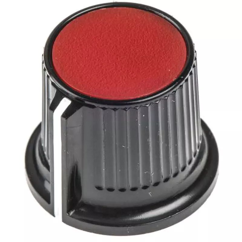 RS PRO Volume Adjustment Knob Plastic Black/Red ,259-6963 (Pack of 5)