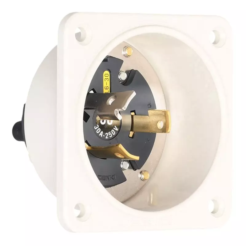 AMERICAN DENKI Hook Type Flange Inlet 250 V Rated Voltage, 3325N-L6