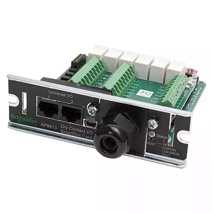 APC Dry Contact I/O Smart Slot Card 24 V Black 0-200 mA Rated Current Non Rack-Mounted for SmartSlot UPS Use, AP9614