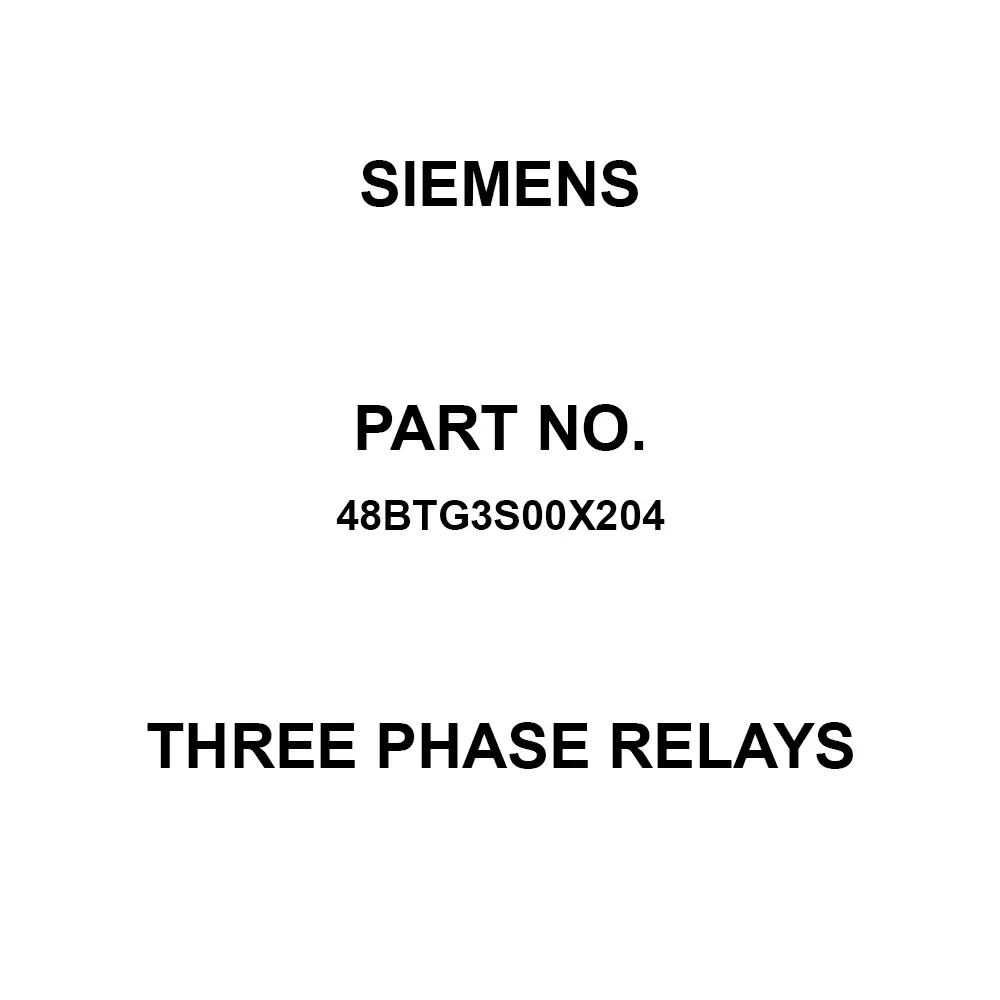 Siemens Three Phase Relays Overload Relay Type DIN Rail Mount 100 A Load Current Rating, 48BTG3S00X204