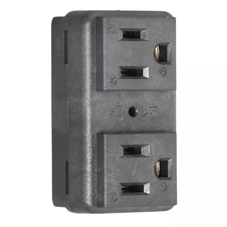 AMERICAN DENKI Duplex Hyper Outlet 125 V Voltage 15 A Current Black, 7117GHDXL